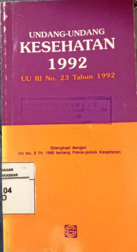 Image of Undang-undang kesehatan 1992 UU RI No. 23 Tahun 1992